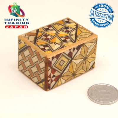 Japanese Wooden Puzzle Cube Box mini (Secret Steps to open: 10)