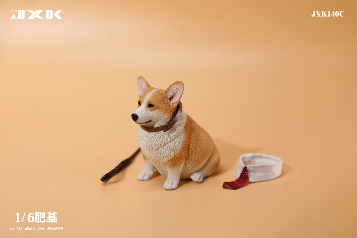 JXK 1:6 Scale Fat Welsh Corgi Pembroke Model Animal Dog Scene