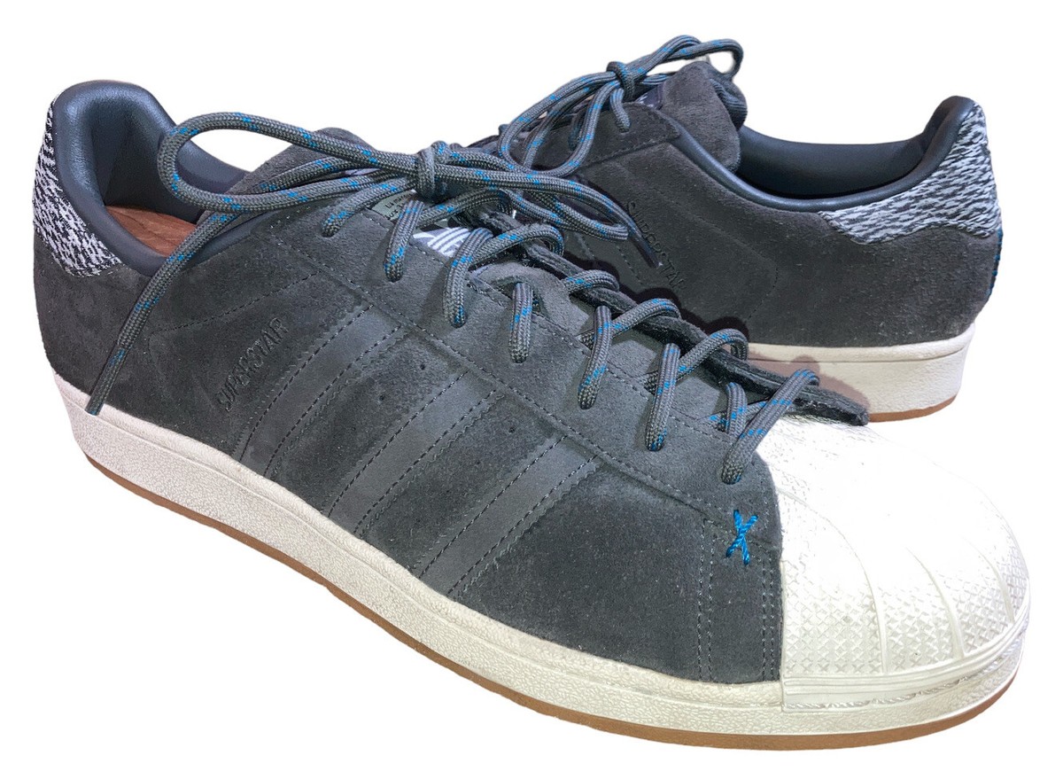 Adidas Superstars B27573 Gray Leather GUM Sneakers Men's Sz