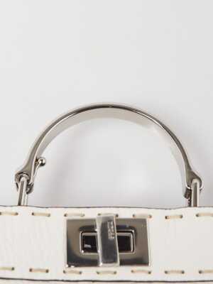 FENDI ホワイト ロゴ バッグ Fendi Logo Leather Top Handle Peekaboo Bag White Small