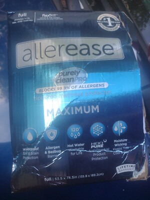 AllerEase FlexFit Maximum Mattress Zip Allergy Protector | Full 75'' x 54'' White 
