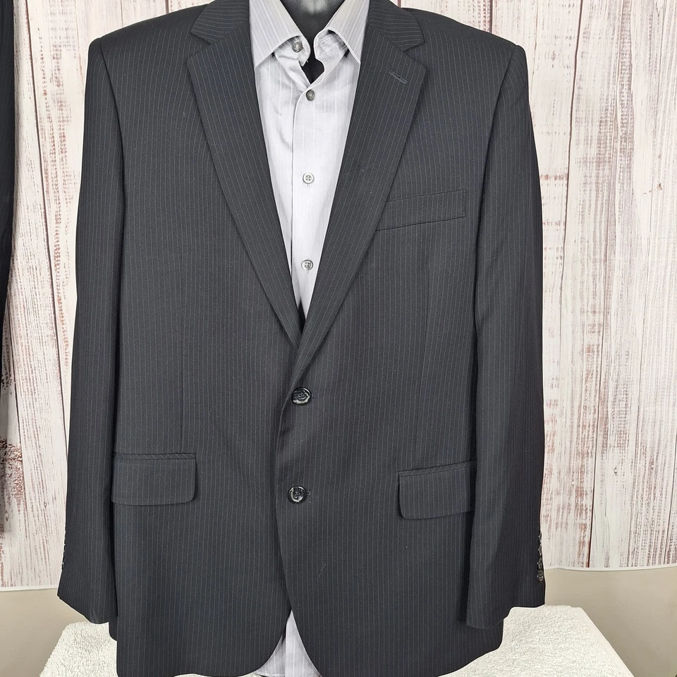 John Bartlett 2 Piece Suit Mens 44R 36x30 Gray Pinstripe Single Vented - Image 3 of 4