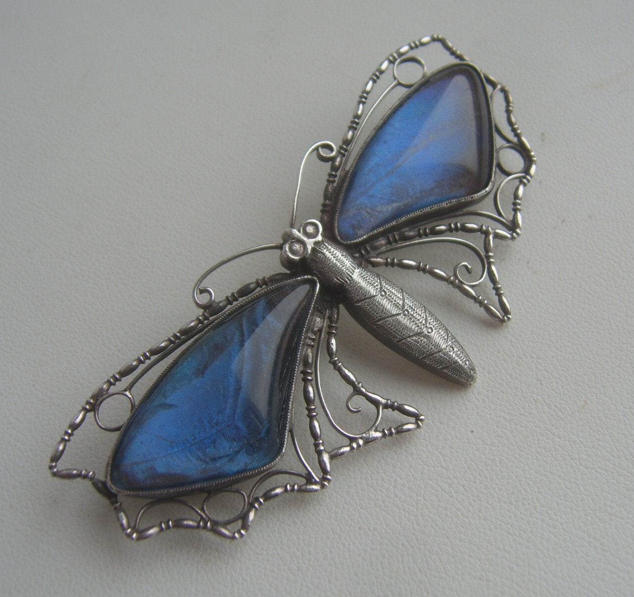 Antique Art Deco Solid Silver Large Butterfly Bro… - image 6