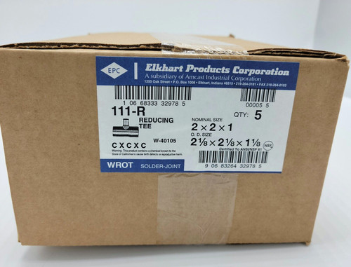 Copper Pressure Reducing Tee Lot (5 Pieces) W-40105, Nom 2 x 2 x 1