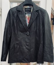 Bernardo Designer Suit Ladies Black Real Leather Jacket L Chest38-40in Excellent