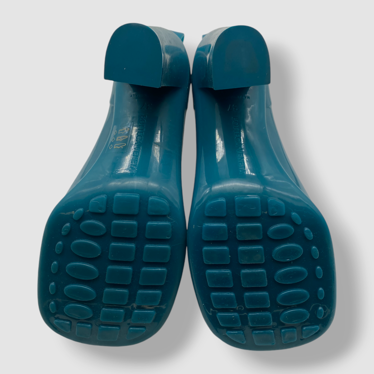 Bottega Veneta Women's Blue Rubber Block-Heel Ankle Rain Boot