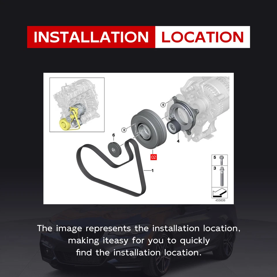 Amortiguador de vibración de polea del cigüeñal adecuado para BMW 330i xDrive 430i Gran Coupé Foto 3 de 4
