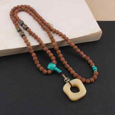 Stones Ethnic Nepal Jewelry Buddh Arudraksha Camel Bone Vintag
