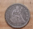 1877 S 25c Seated Liberty Quarter Circulated Silver