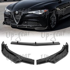 For 2017-2021 Alfa Romeo Giulia Painted Black Front Bumper Lip Body Spoiler 3pcs