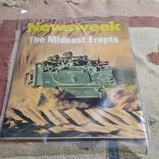 Newsweek Magazine February 1973 Mideast Erupts Illustrated Cover Newsweek Magazine February 1973 Mideast Erupts Illustrated Cover