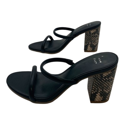 A New Day Cass Women's Heeled Sandal Black Snake Print, Size US 6