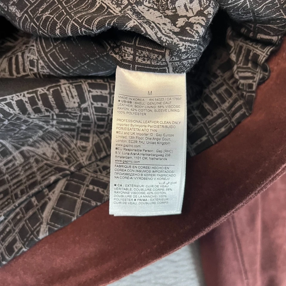 Chaqueta de Camionero Banana Republic Para Hombres Mediana Gamuza Aceitada Clásica Roja Borgoña Nueva con Etiquetas Foto 4 de 4