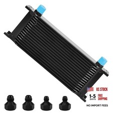 16 Row AN10 10AN Transmission Oil Cooler Kit Stacked Plate With Black-16 Row