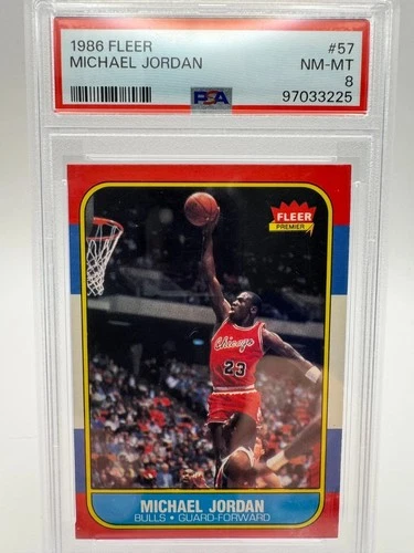 1986-87 Fleer Basketball Michael Jordan RC Rookie #57 PSA 8 Bulls