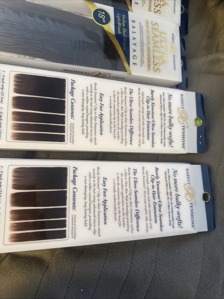 Bt 96 Ultra Seamless Clip In HumanHair Extensions Brown/Blonde Balayage 18” 5pc - Image 4 of 4