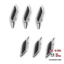 Car Fender Decorative Trim, 3D Self-Adhesive Simulated Air Vent 6 PCS Silver