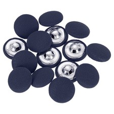 15Pcs Fabric Cloth Covered Button 18mm 28L Metal Shank Buttons Navy Blue