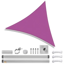 22Ft Triangle Sun shade sail & pole kit (8ft) 97% UV Block Outdoor yard pool