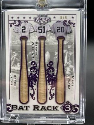 2022 Leaf Lumber Bat Rack 3 Relics Derek Jeter, Bernie Williams, Jorge Posada