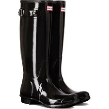 WFT1000RGL Hunter Women's Original Tall Gloss Rain Boot, Black, Size 8