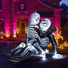 6.5 FT Long Halloween Inflatables Skeleton Outdoor Decorations Blow up Yard Cudd