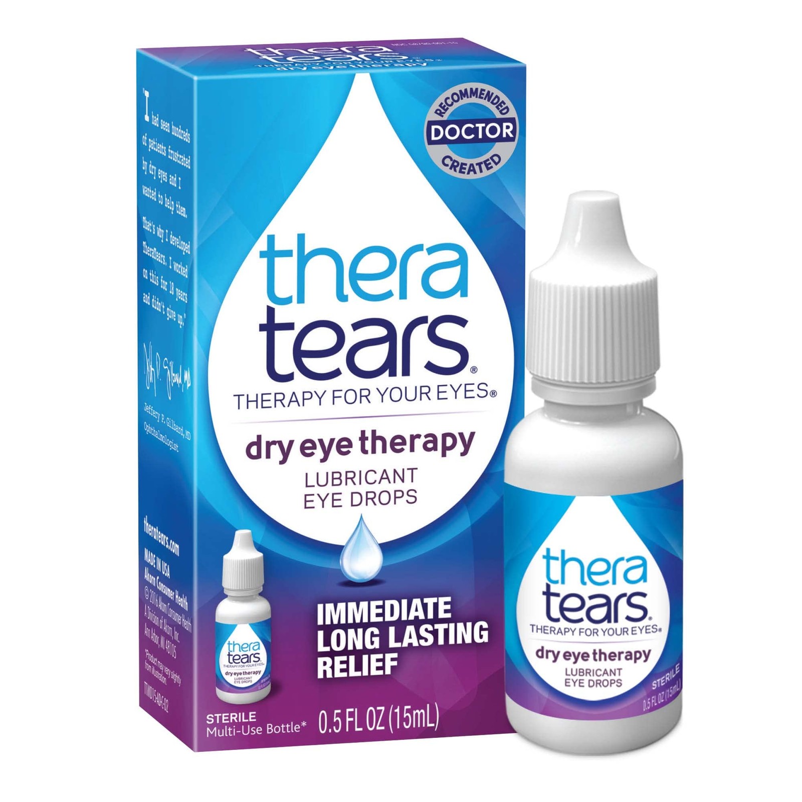 For Dry Eyes, Dry Eye Therapy Lubricant Eyedrops, Provides