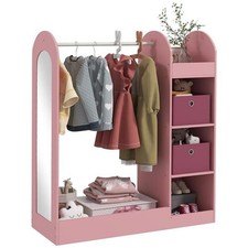 APPENDIABITI PER BAMBINI CON RIPIANI. SCATOLE E SPECCHIO IN LEGNO. ROSA
