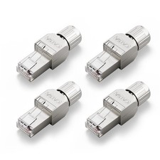 4 PCS RJ45 Toolless Connector Zinc Alloy Shielded Ethernet Plug CAT6A 10 Gbps