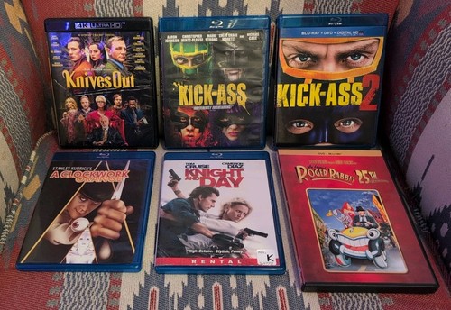 Lot of (6) 4k / Blu-ray Action Comedy (Knives Out / Kick-Ass / Clockwork / Roger