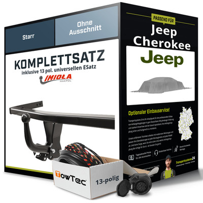 Für JEEP Cherokee Typ KJ Anhängerkupplung starr +eSatz 13pol uni 2001-2008 NEU