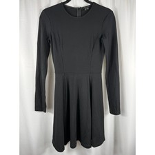 Theory Black Long Sleeve Fit and Flare Dress Made in USA Size 0