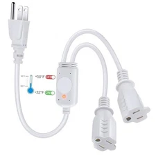  120V Heat Cable Controller, Outdoor Thermostat Controlled Extension 2 Plug