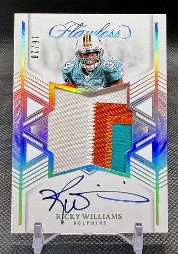 Ricky Williams 2025 Panini Flawless Star Swatch Signatures Auto Patch Silver /20
