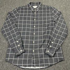 Folk Shirt Mens Medium 3 Grey Check Button Down Long Sleeve Cotton Oi Polloi