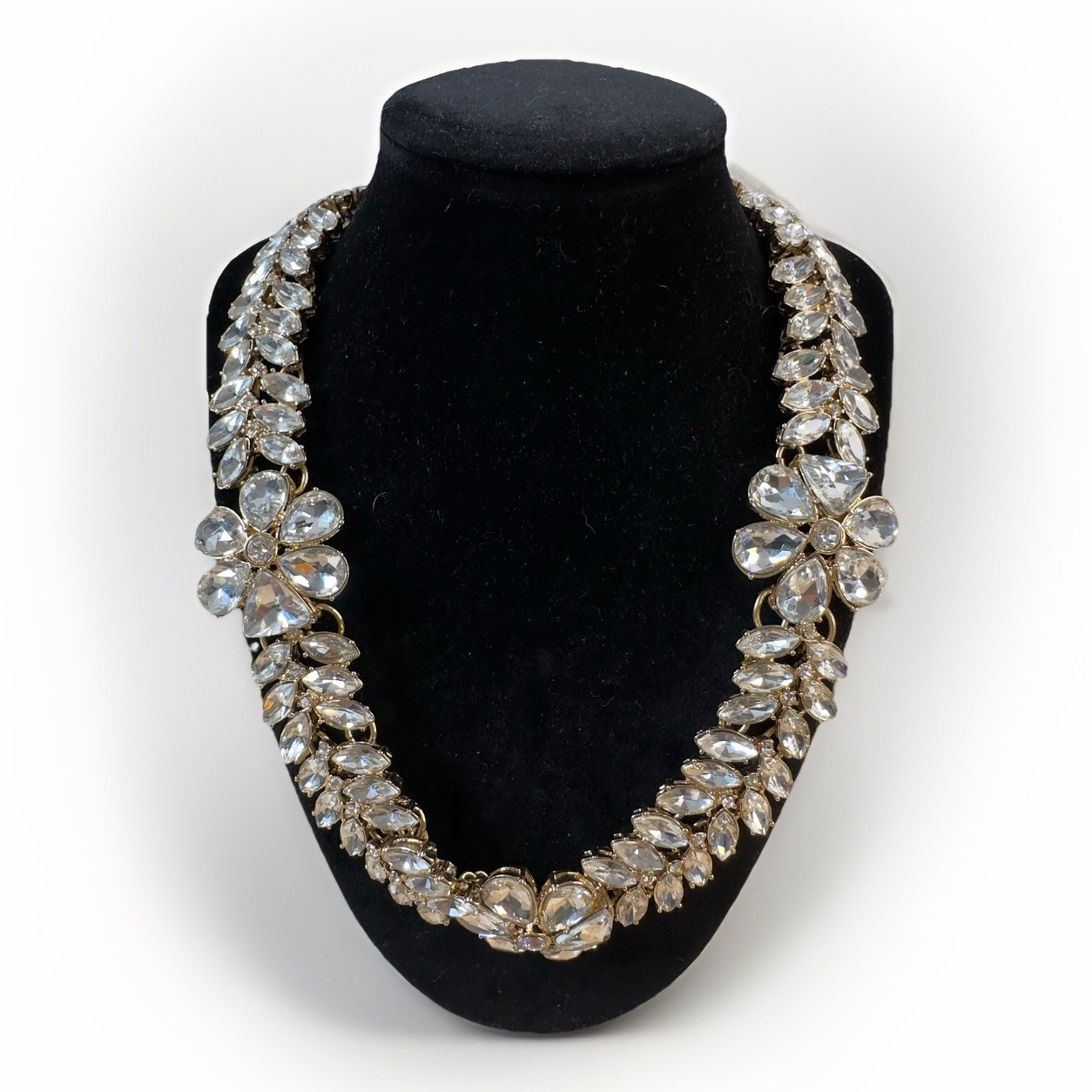 Talbots Chunky Statement Necklace Clear Rhineston… - image 2