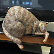 Marsha McCarthy Cat Figurine Shelf Sitter Mantelpiece Metallic Resin