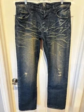 NWOT $398 PRPS GOODS CO E79P69X BARRACUDA INDIGO VINTAGE DIRTY WASH JEANS 34 W36