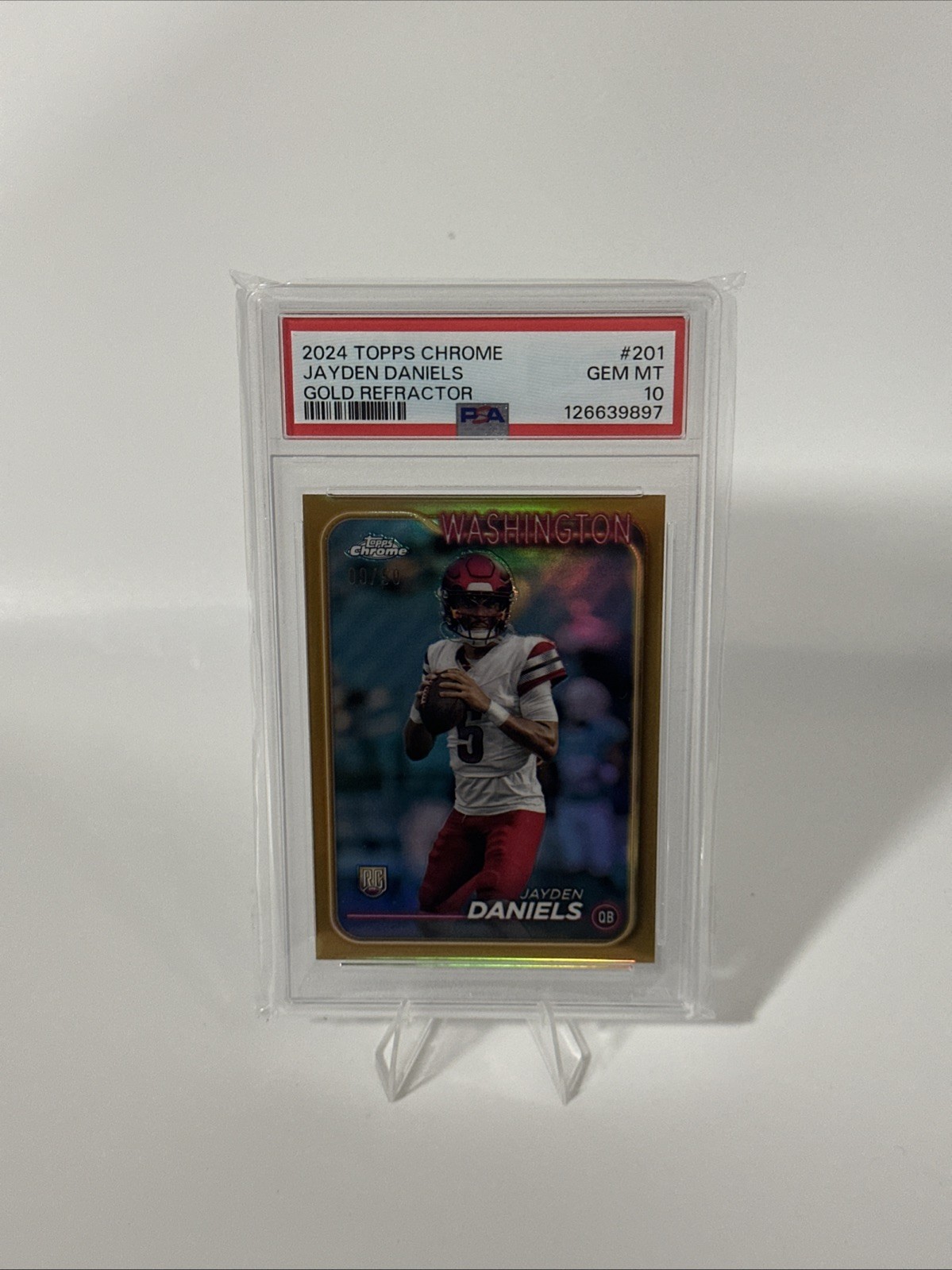 2024 Topps Chrome - Jayden Daniels #201 Gold Refractor /50 (RC) PSA 10 POP 4