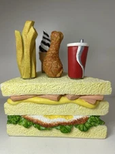 Faux Sandwich Holder With Butter/cheese Knives 