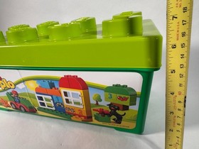 LEGO Brick Duplo Green EMPTY Storage Container w/ Lid 14" x 7" 10580 Box Only