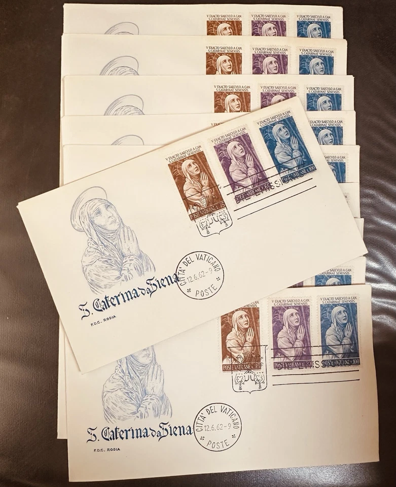 Lot Of 10 The cover features three stamps,with the same design of St. Catherine  - Image 2 of 4