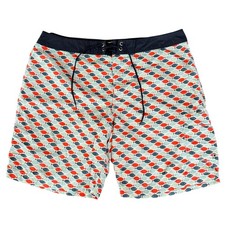 J. Crew Swim Trunks Mens Size 35 Fish Print Navy Blue Drawstring Board Shorts