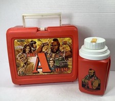 1983 A-Team Plastic Thermos Brand Lunch Box With Thermos B.A. Hannibal Face