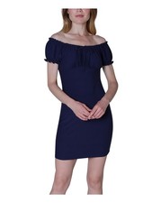 ULTRA FLIRT Womens Body Con Mini Dress Navy Tie Cap Sleeve Juniors XXS