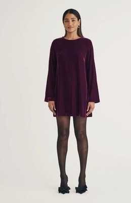 black velvet tie back jolene mini dress NOBODY'S CHILD Purple Size UK 10 RRP £79 BNWT 5% Elastane) 85cm total