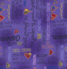 Fabulous Felines Laurel Burch Cat Quotes Purple Text OOP Fabric By the FQ 1/4 YD