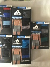 Adidas 3 Pack Boxer Brief Performance Stretch Cotton Black Gray Blue New Tags