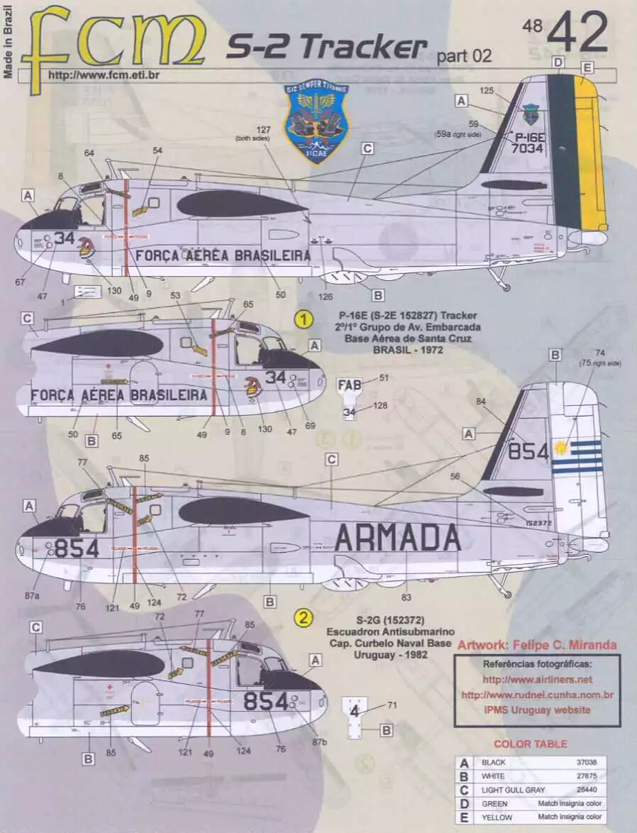 Decal Grumman S-2E / G Tracker Brazilian & Uruguayan Air Force