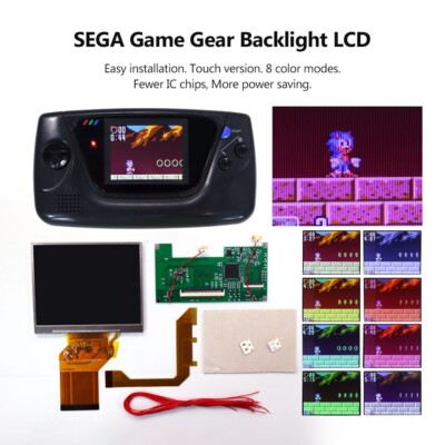 HISPEEDIDO Touch Control 8 Color Backlight LCD Screen Mod For Sega Game Gear GG